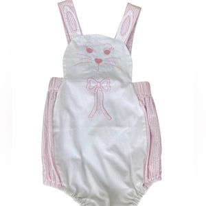 Little English Pink Embroidered Bunny Bubble Size 9 Months